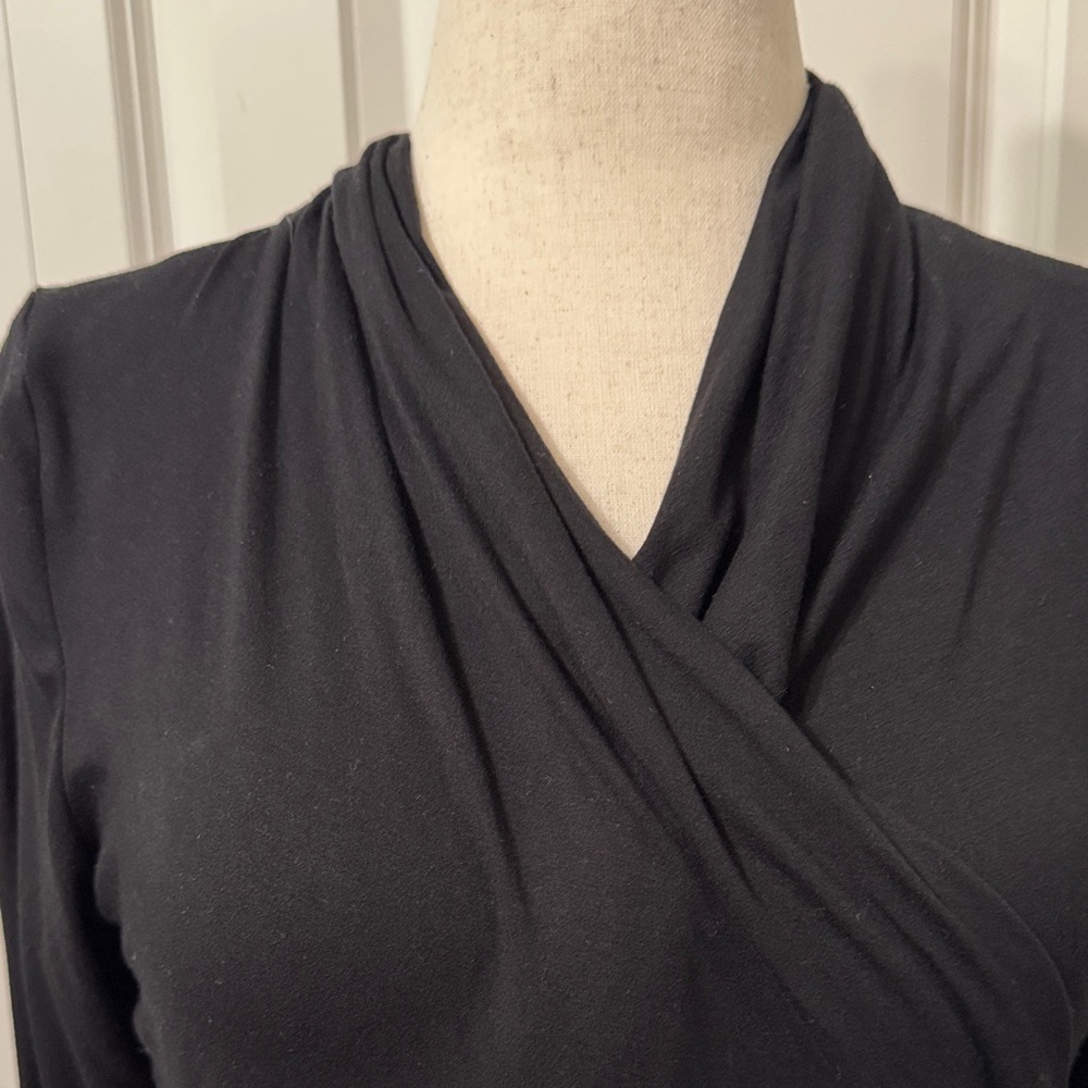 Karen Kane NWOT❤️Black Faux Wrap Ruched Dress made from soft jersey knit. - Picture 4 of 12